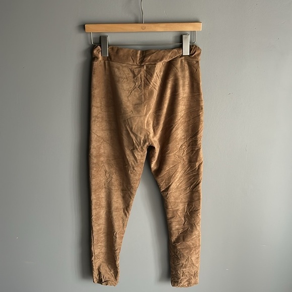 Brand Bazar Jogger Drawstring Pants One Size Faux Suede Gold Brownish EUC - Picture 2 of 8